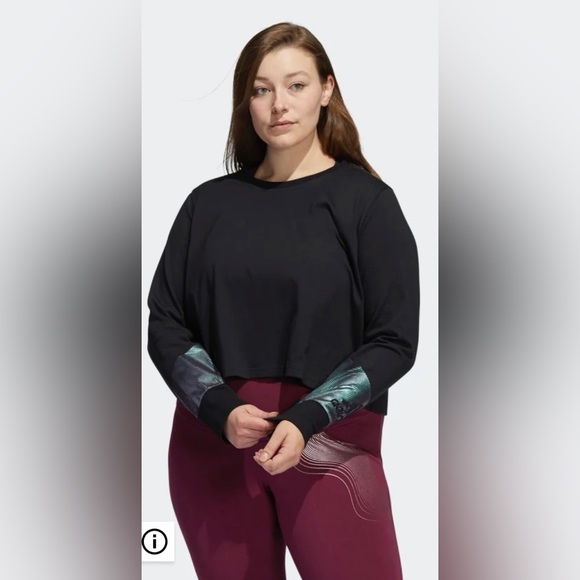 adidas Tops - NWT Adidas Holiday Graphic Cropped Long Sleeve Tee Plus Size 2X